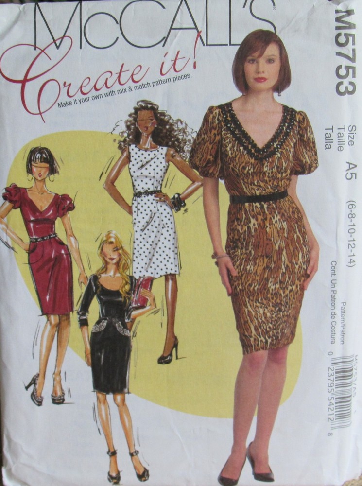 McCalls 5753 Womens 6-14 CREATE IT Design Your Own Sheath Dress Pattern UnCut