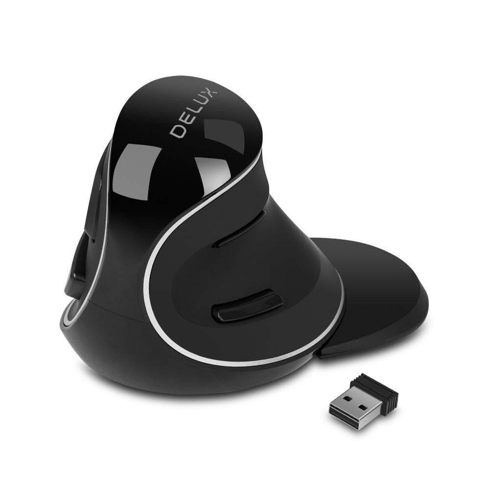 Delux Wireless Ergonomic Vertical Mouse with Silent Click and USB Receiver