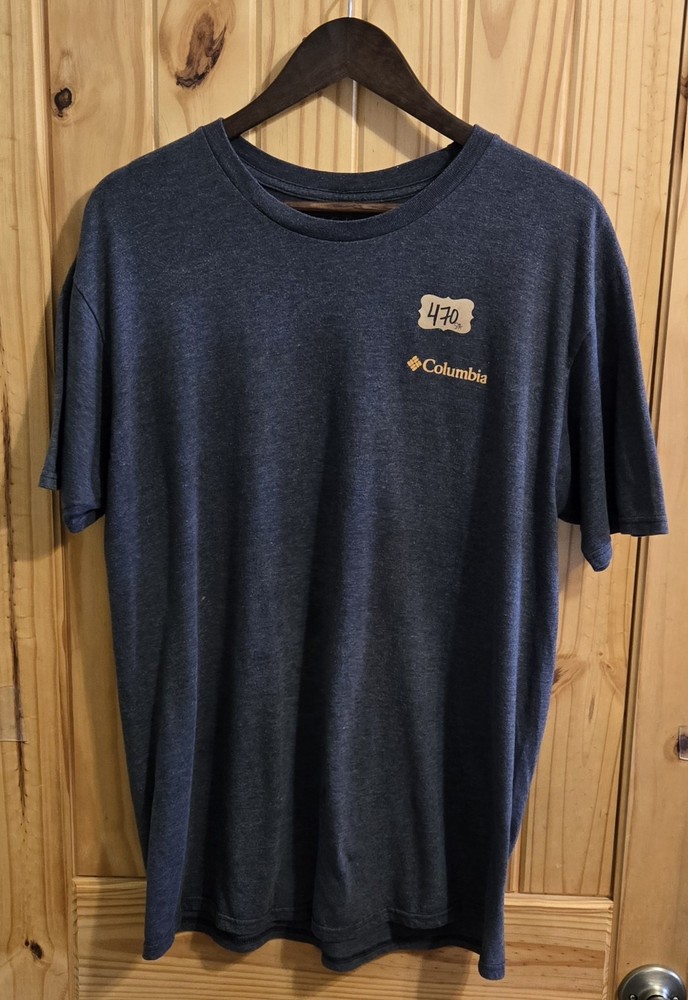 Columbia Mens T Shirt Size XL Grey with Graphic Logo Short Sleeve Crew Neck