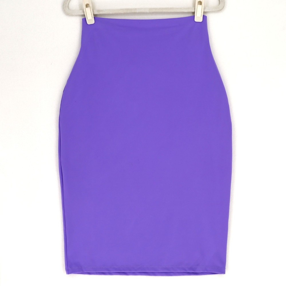Susana Monaco Women Carousel Purple High Waist Slim Midi Pencil Skirt Size L
