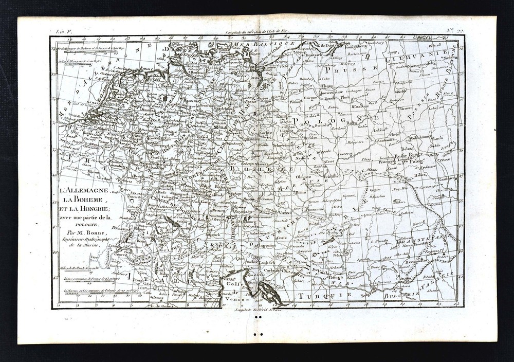 1779 Bonne Map C. Europe - Germany Prussia Poland Holland Austria Hungary Berlin