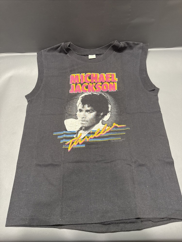 Vintage 1983 Michael Jackson Thriller Sleeveless T-Shirt Size S Screen Stars VTG