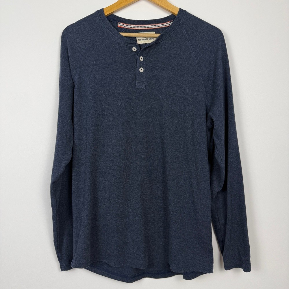 The Normal Brand Henley Shirt Mens Medium Blue Long Sleeve Casual