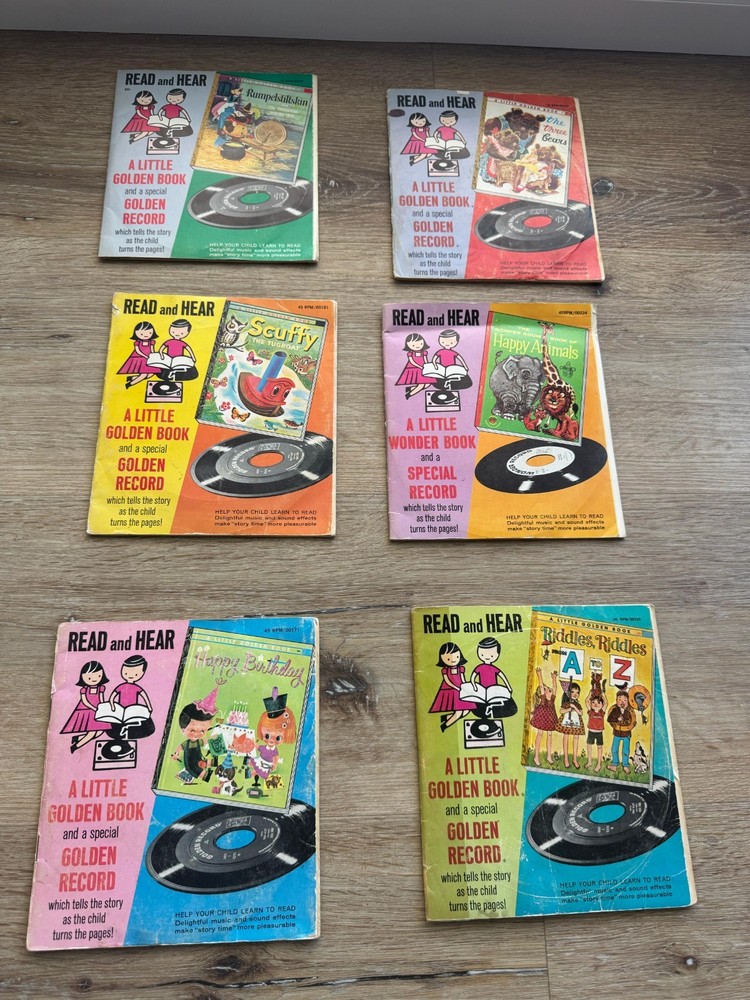 Lot of 6 Vintage Read & Hear Book and Record Sets Golden & Wonder Books 1955