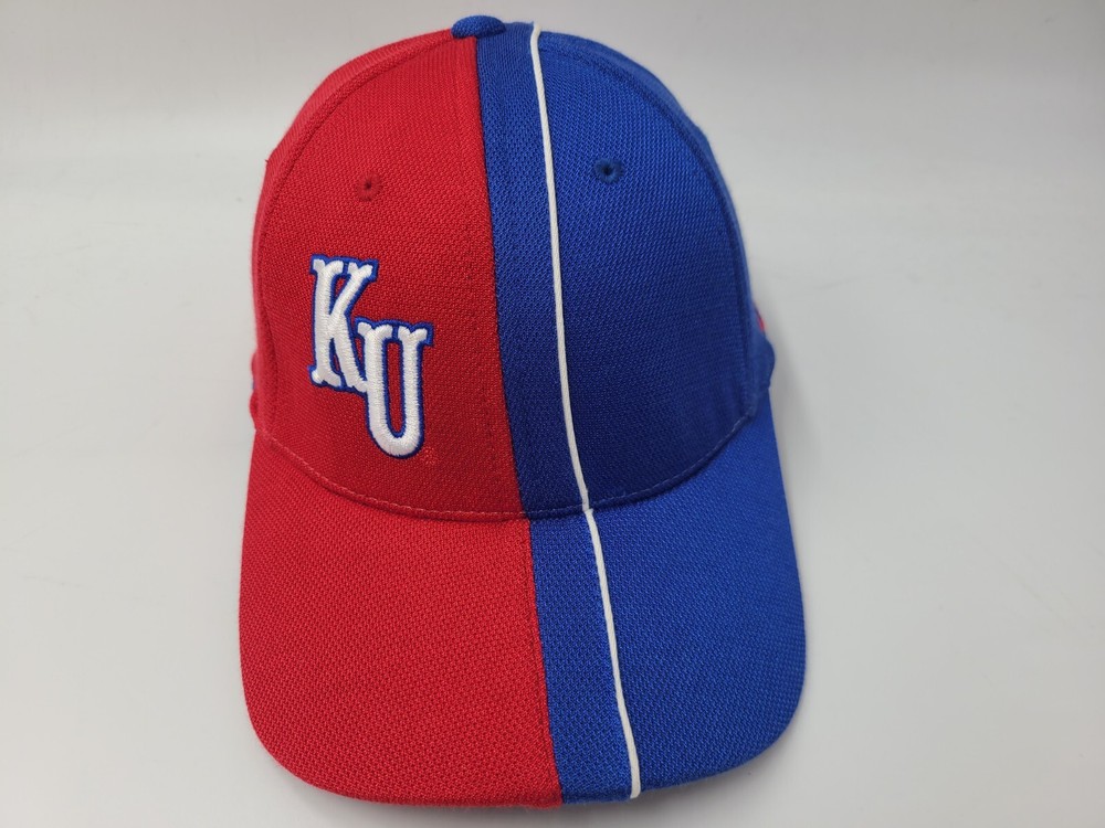 Kansas Jayhawks Nike Flex Fitted NCAA Hat in Blue Red Sizes M-L