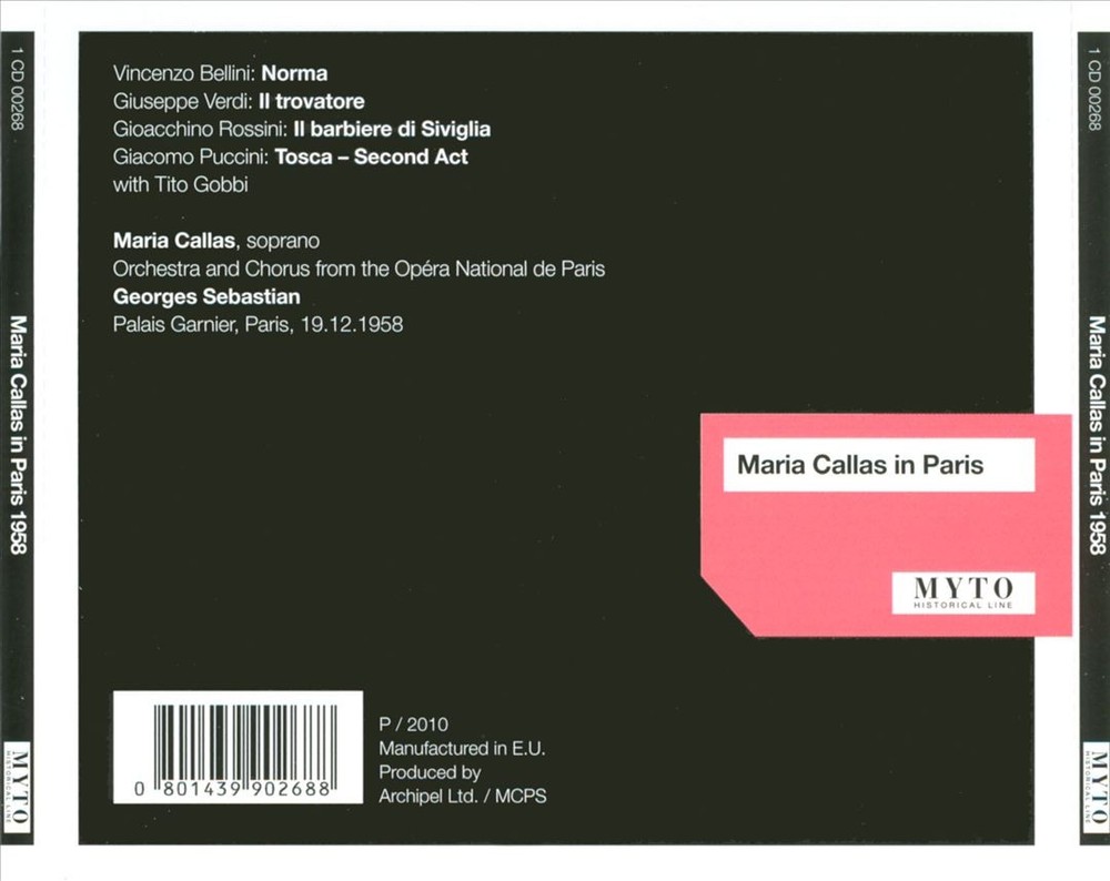 Maria Callas Maria Callas In Paris, 1958 New Cd