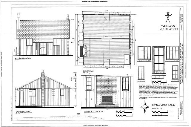 1. Floor Plan, South & East Elevations, Interior Elevation, and Window