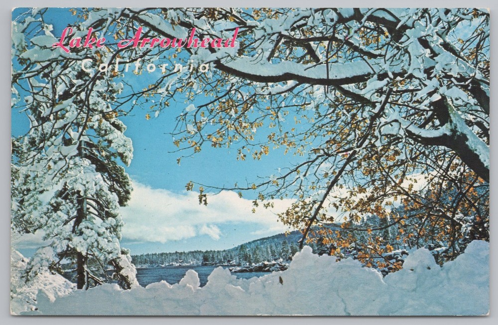 Lake Arrowhead California~Snowy Winter View~Vintage Postcard
