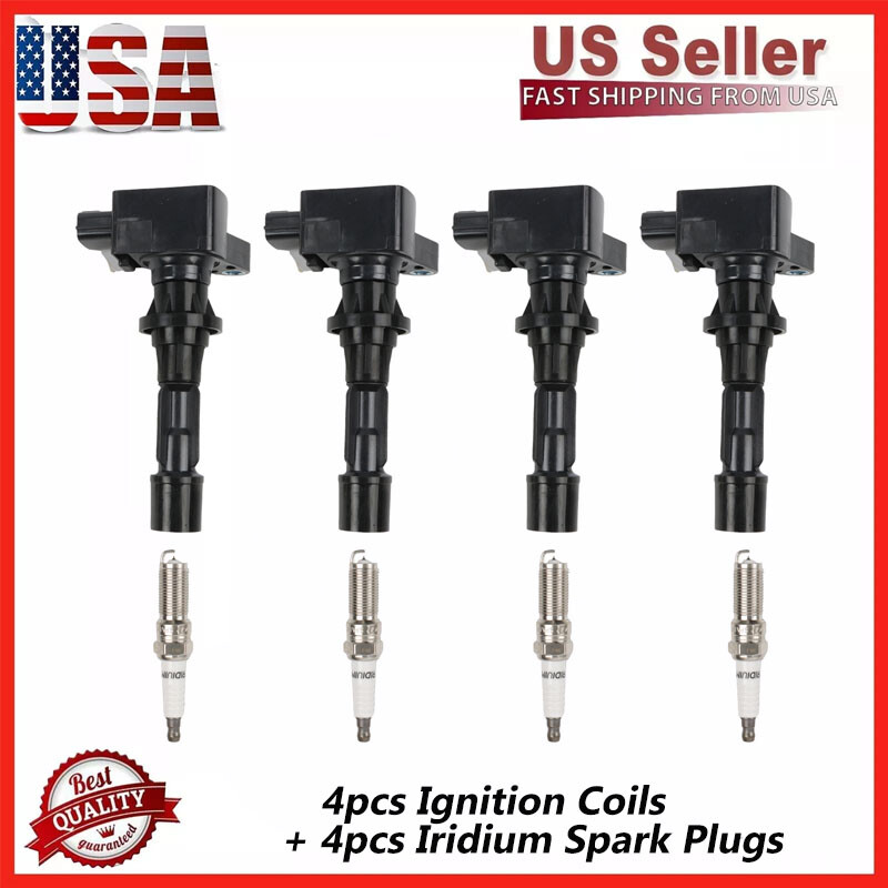 4pcs Ignition Coils & Iridium Spark Plugs Kit for 2006-2013 Mazda 3 UF540 90083
