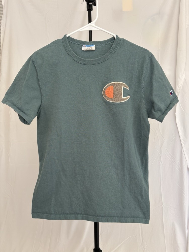 Champion Men's Green Embroidered Logo Crew Neck Short Sleeve T-Shirt Size S