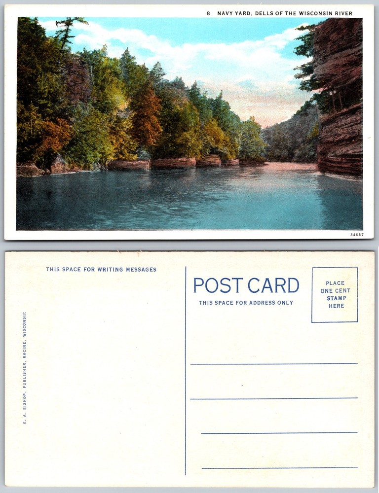 Navy Yard Dells Wisconsin River Postcard