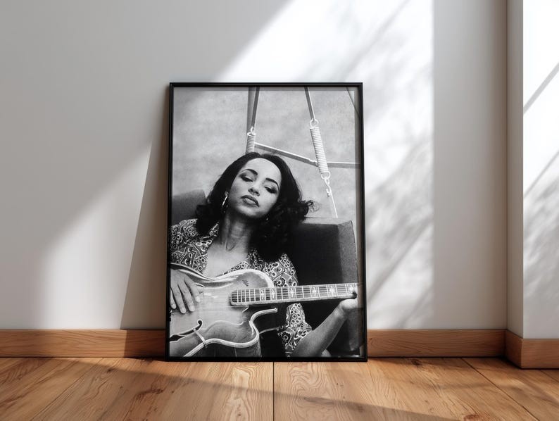 Sade Adu Playing Guitar Vintage Poster