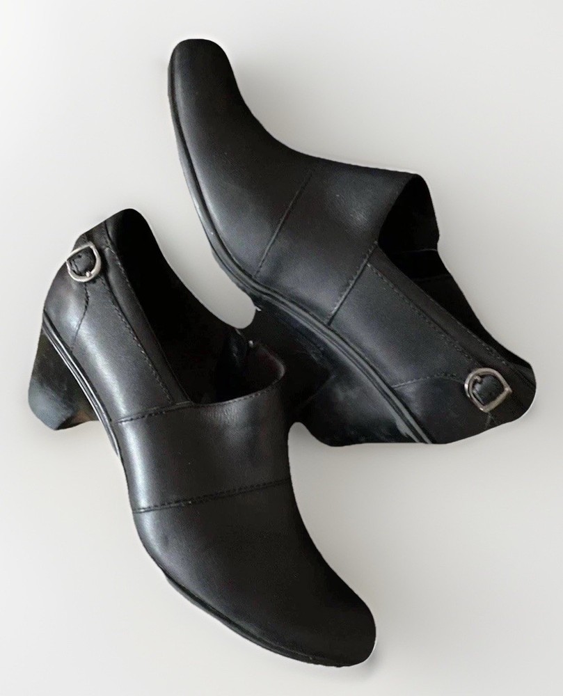 CLARKS Bendables Black Leather Chunky Heels Ankle/Western Boots/Shoes 8M