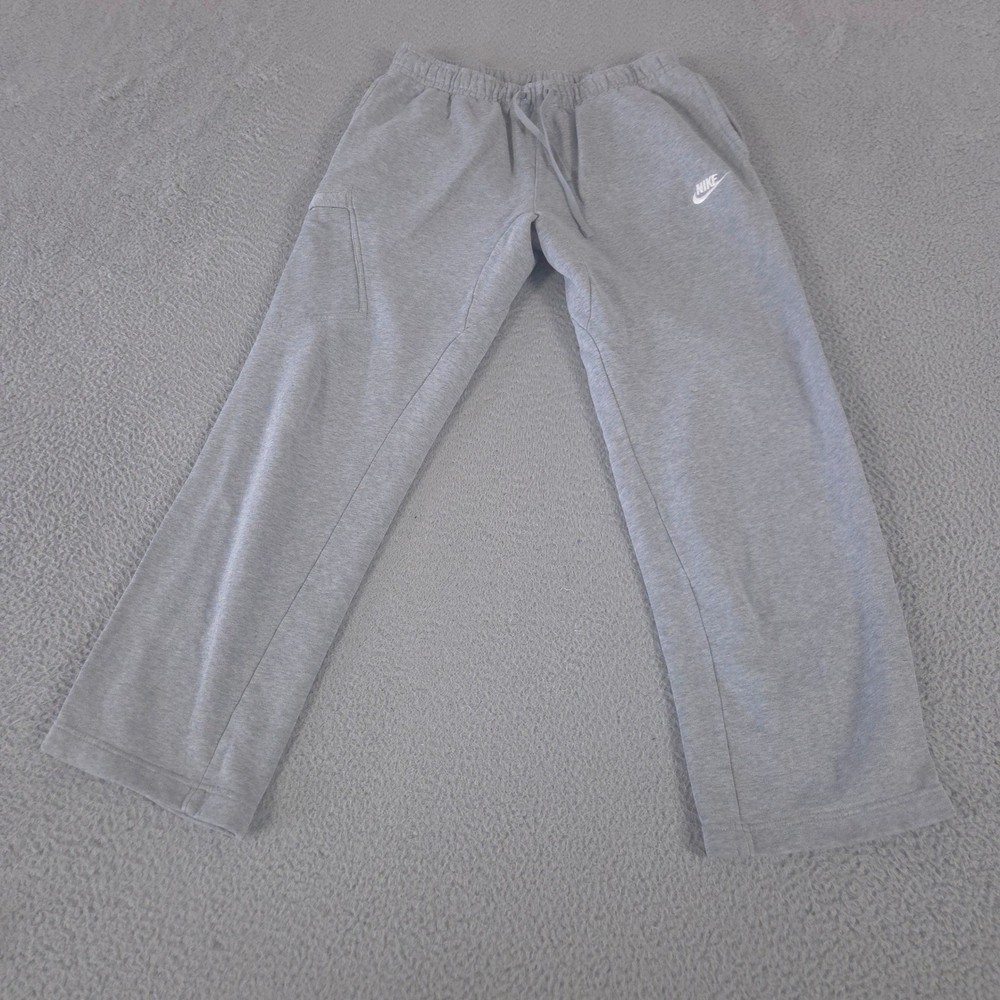 Nike Sweatpants Mens Size L Gray Open Hem Fleece Pocket Straight Leg Sportswear