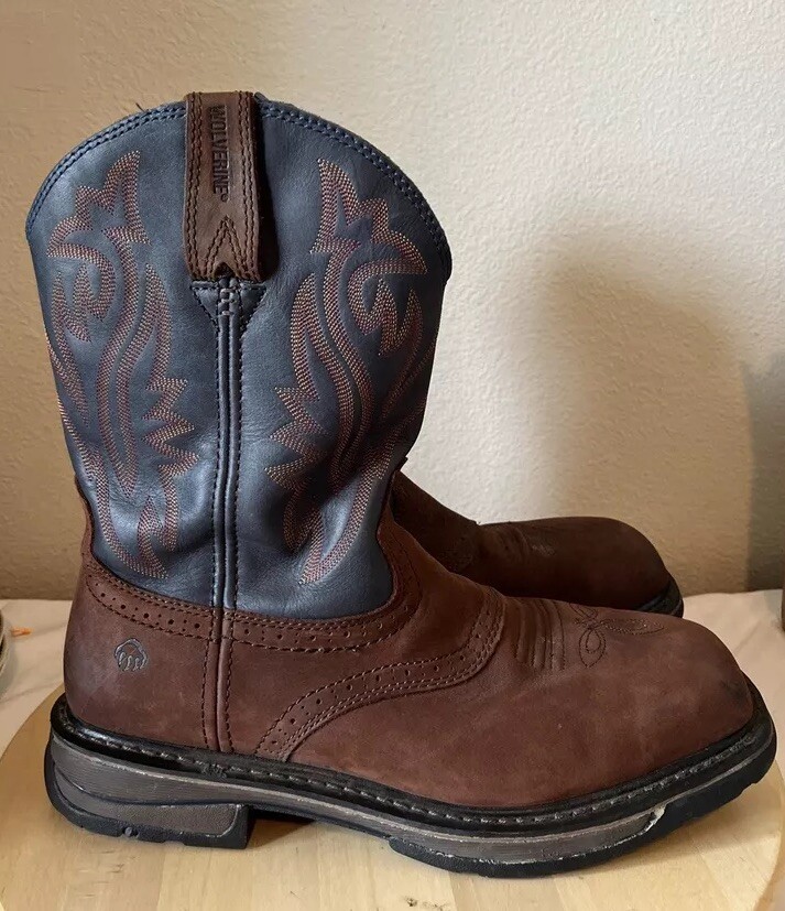 Wolverine Rancher Men's Work Boot Steel Toe Brown/blue / Mint Cond