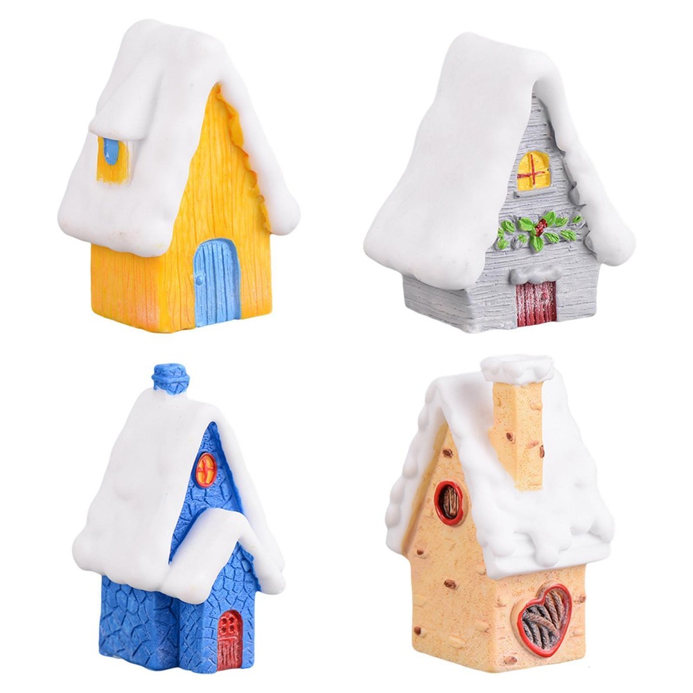 Resin Statue Village House Figurines DIY Hanging Building Xmas Gift Christmas