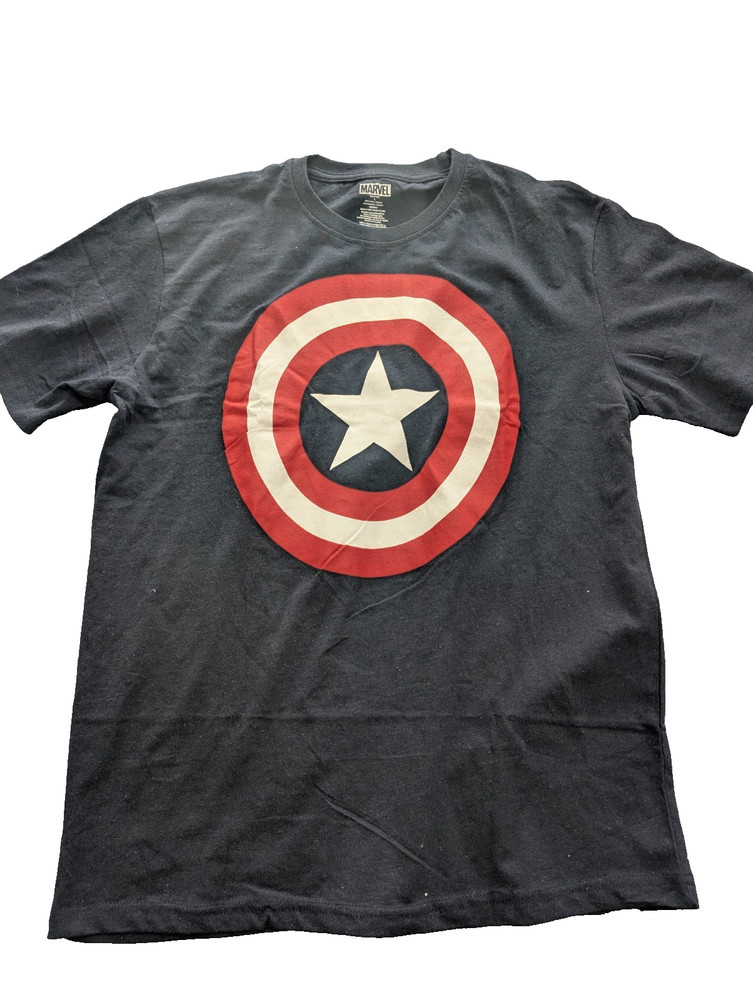 Marvel Captain America Shield Graphic T Shirt Mens Large Black Superhero Tee