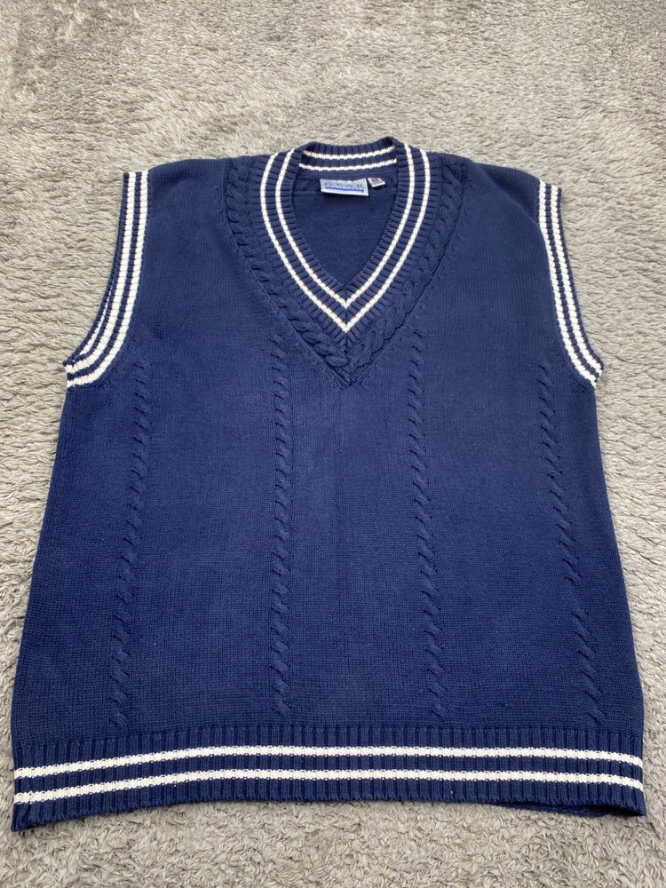 Gear For Sports Sweater Men XL Navy Blue Cable Knit Fisherman V Neck Golf Vest