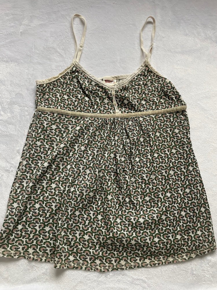 Mossimo Babydoll Cami Tank Top Womens XL Y2K Cottagecore Button Crochet Nature