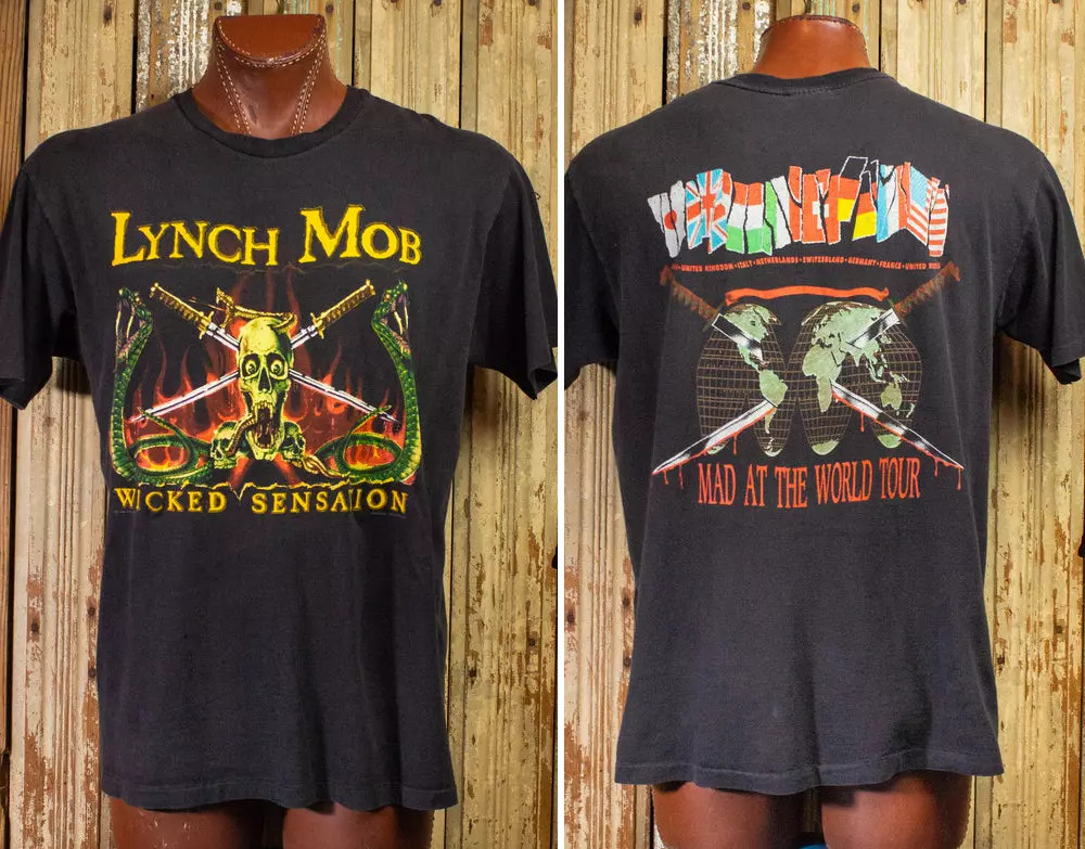 Vintage Style Lynch Mob Mad At The World Tour Concert T Shirt 1990