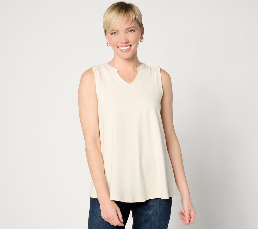 Maya J Women's Top Plus Sz 3X Denim & Co. Essentials Favorite White A648429