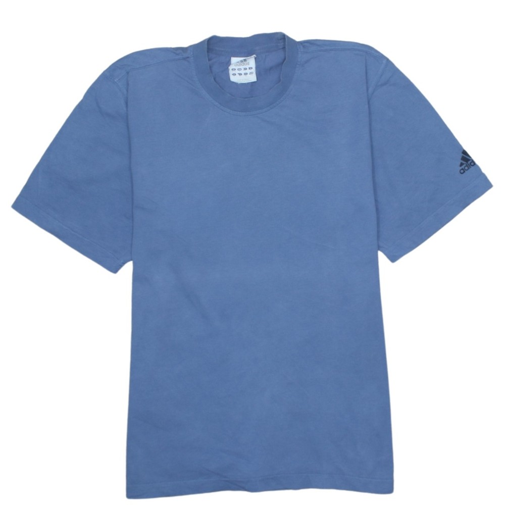 Adidas Mens T Shirt Blue Cotton Jersey Essentials Sleeve Logo Sports Vintage S