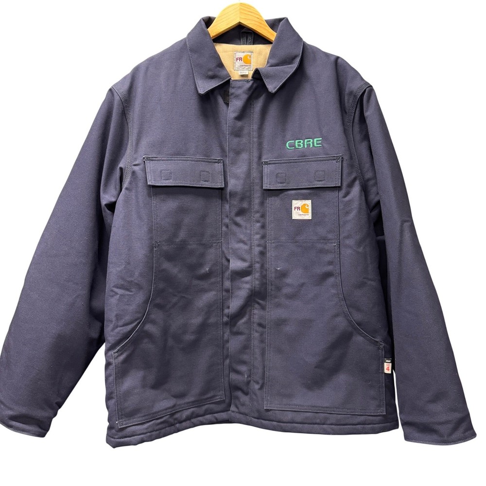 Carhartt FR Coat Blue Flame Resistant Utility Quilted Liner Mens Large 101618