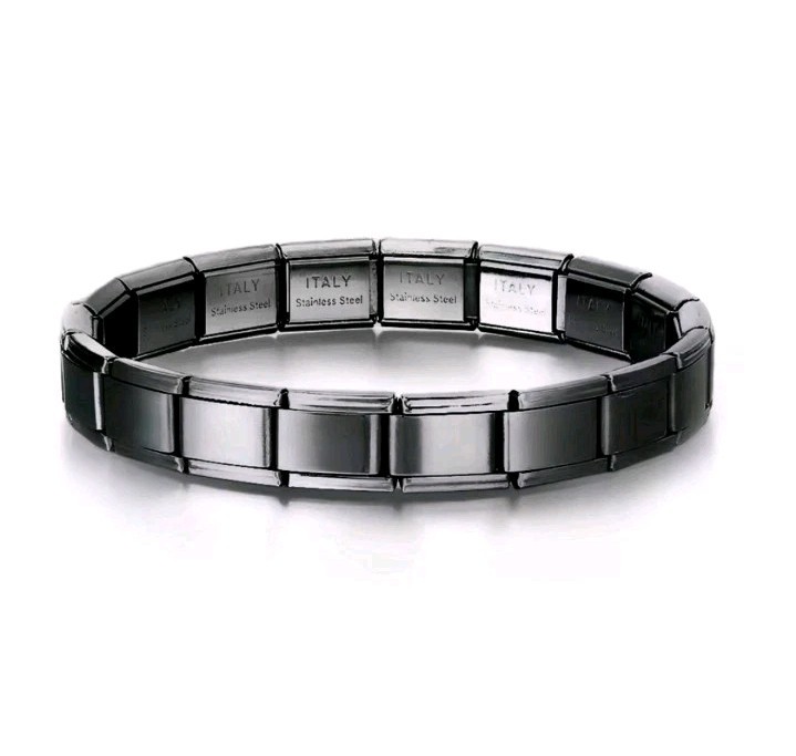 Shiny Black 18 Link Nomination Style Classic Italian Charm Starter Bracelet