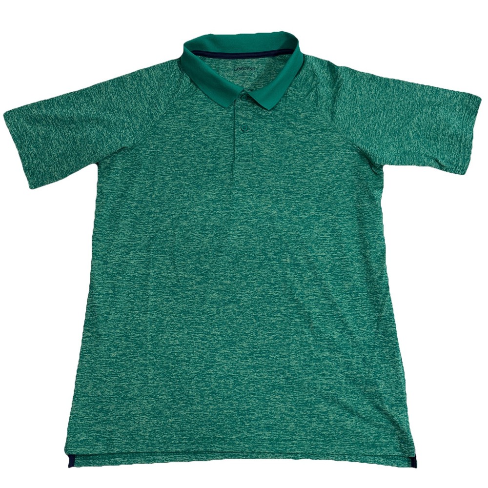 Lands End Green Short-Sleeve Polyester Polo Shirt Golf ✅ Youth Size XL 18-20