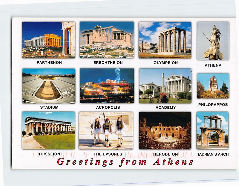 Postcard Famous Places and Landmarks in Athens Greece