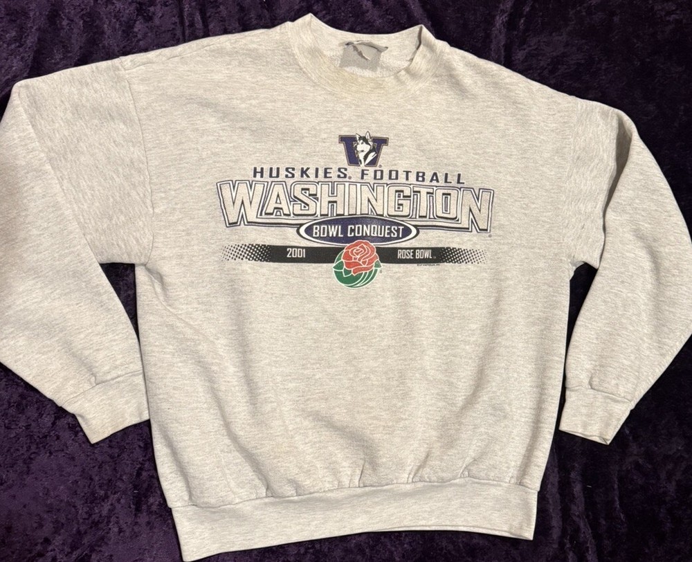 Vintage 2001 Lee NCAA Washington Huskies Football Bowl Conquest Sweatshirt Large