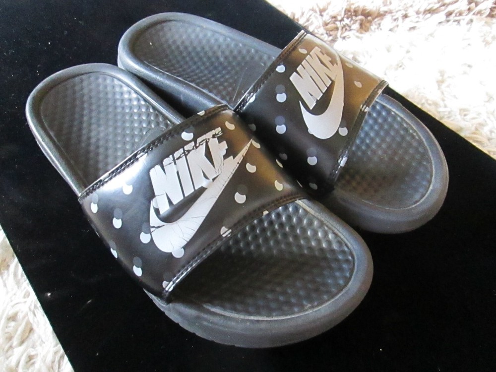 Nike JDI Polka Dot Slides Sandals Black White 618919-007 Sz 7 / EUR  38