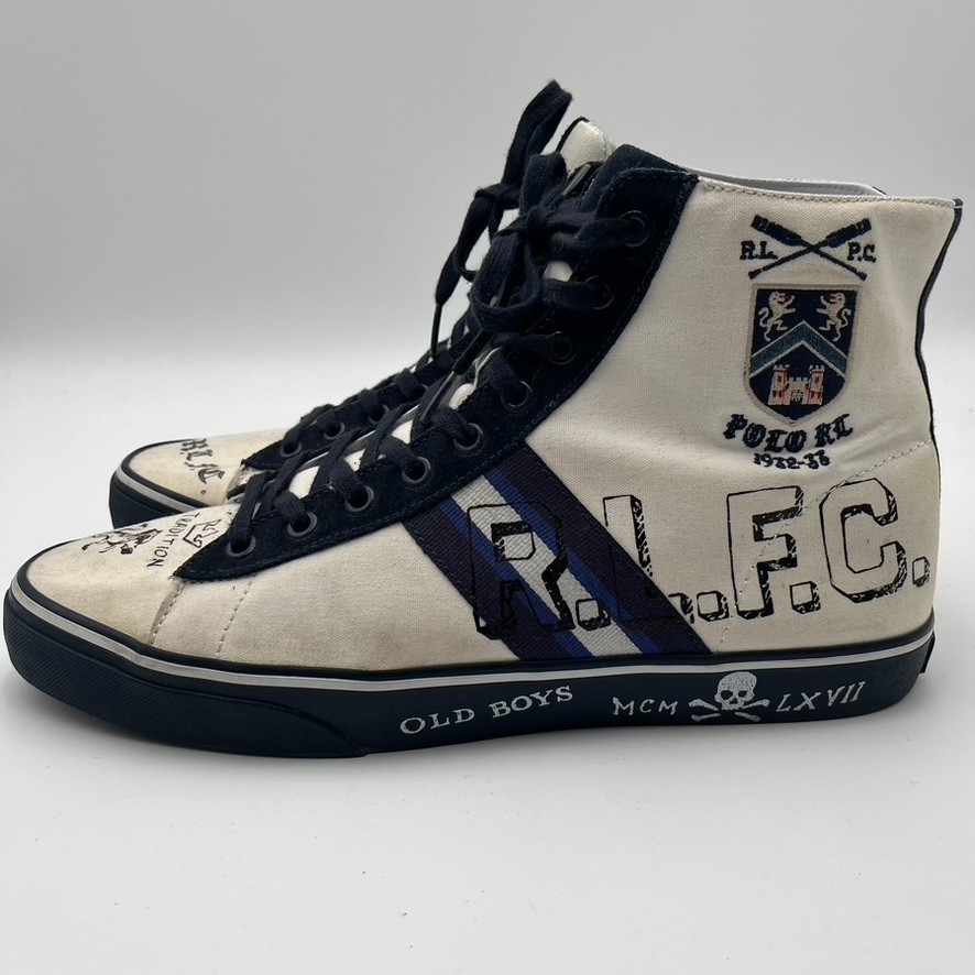 Polo Ralph Lauren Solomon II New York High Top Sneakers Mens 11.5D White Blue