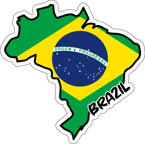 Brazil Map Flag Sticker Decal