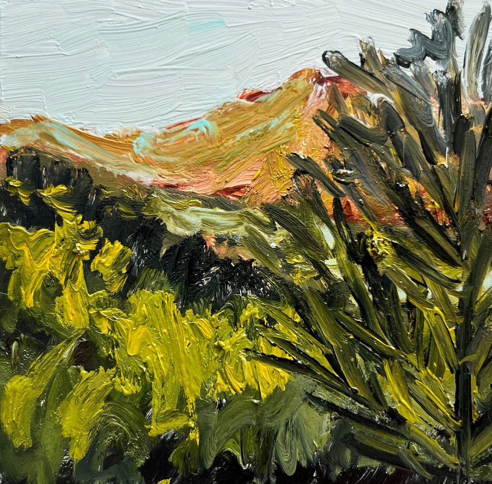 Miniature Green Valley Ukrainian Abstract Landscape Oil Painting Signed Art Gift