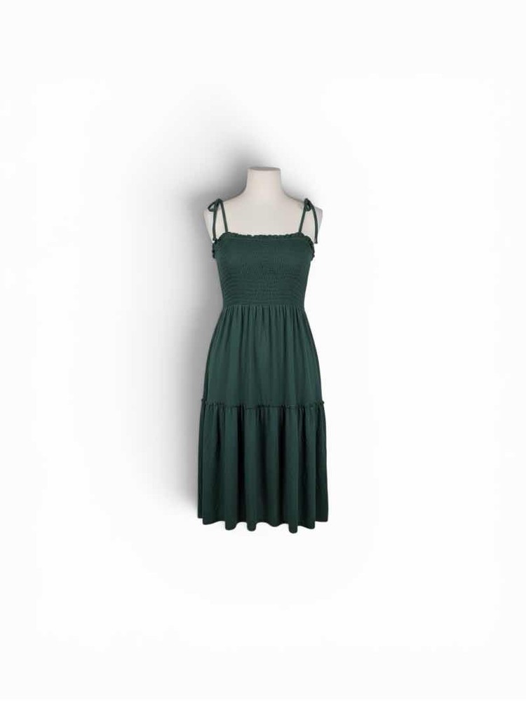 American Eagle Boho Smocked Tiered Midi Dress Floral Tie Strap