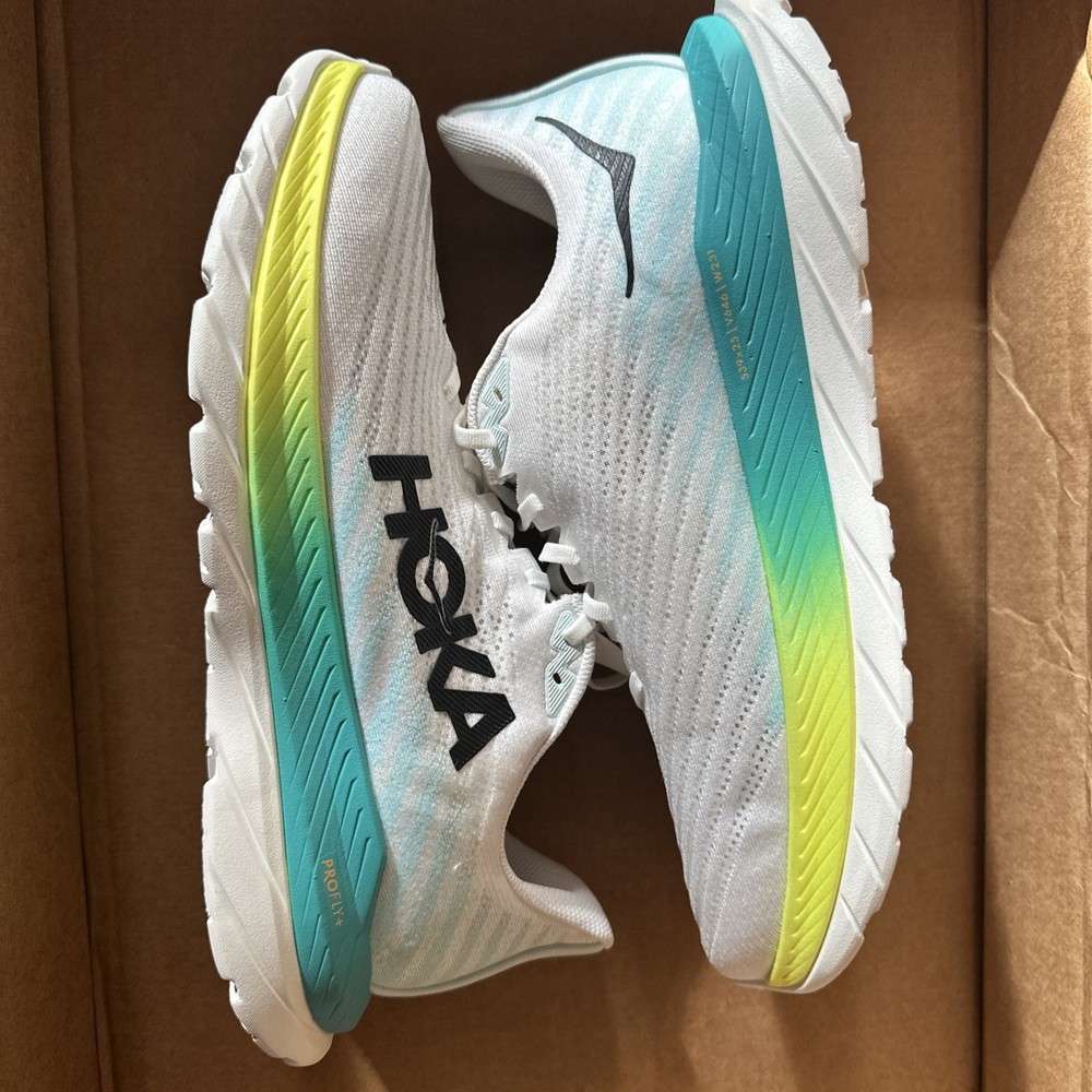 HOKA Mach 5 2E Wide 'White Blue Glass' Size 12.5 2E