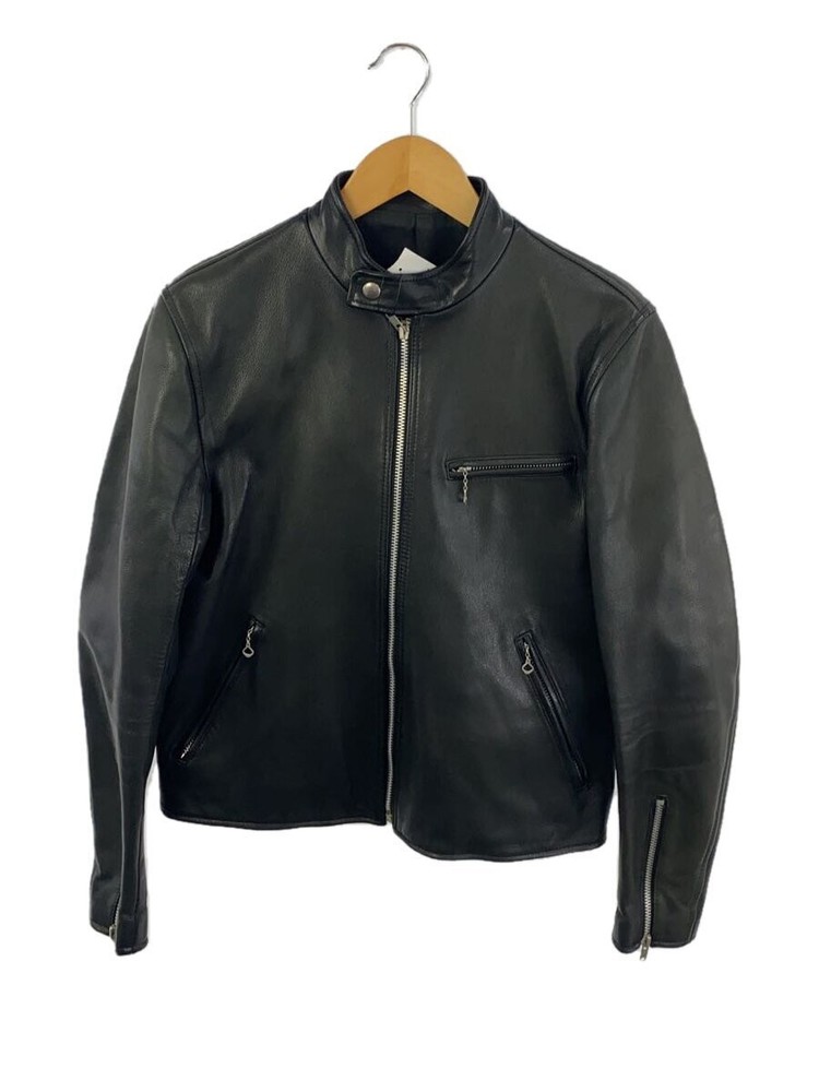 Scye Black Leather Blouson Jacket Size 36 Plain Design 1111-61122 171