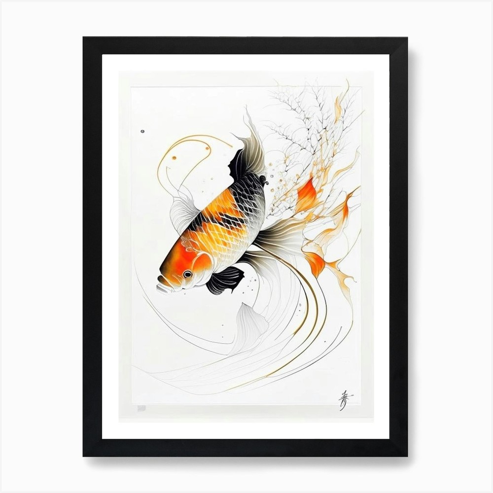 Minimalist Framed Kawarimono Hikari Koi Fish Wall Art Canvas Print