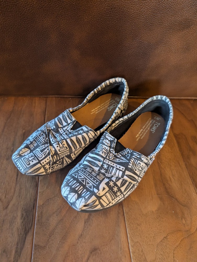 TOMS Women’s Alpargata Slip-On Flats Size 6.5 Aztec/Tribal Canvas Casual