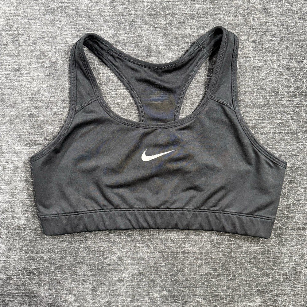 Nike Swoosh Dri-FIT Women’s Sports Bra Racerback Wireless Black Size Large