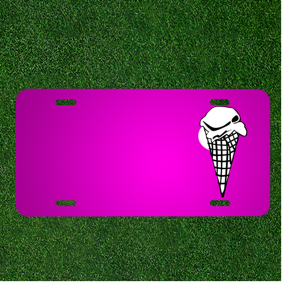 Custom Personalized Car Plate with Name & Ice Cream Cone Design