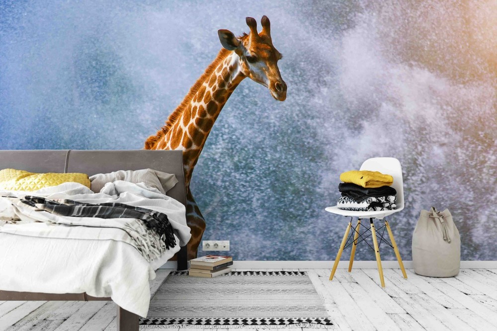 3D Splashing Water Giraffe Close-up Wall Murals Wallpaper Murals Wall Sticker