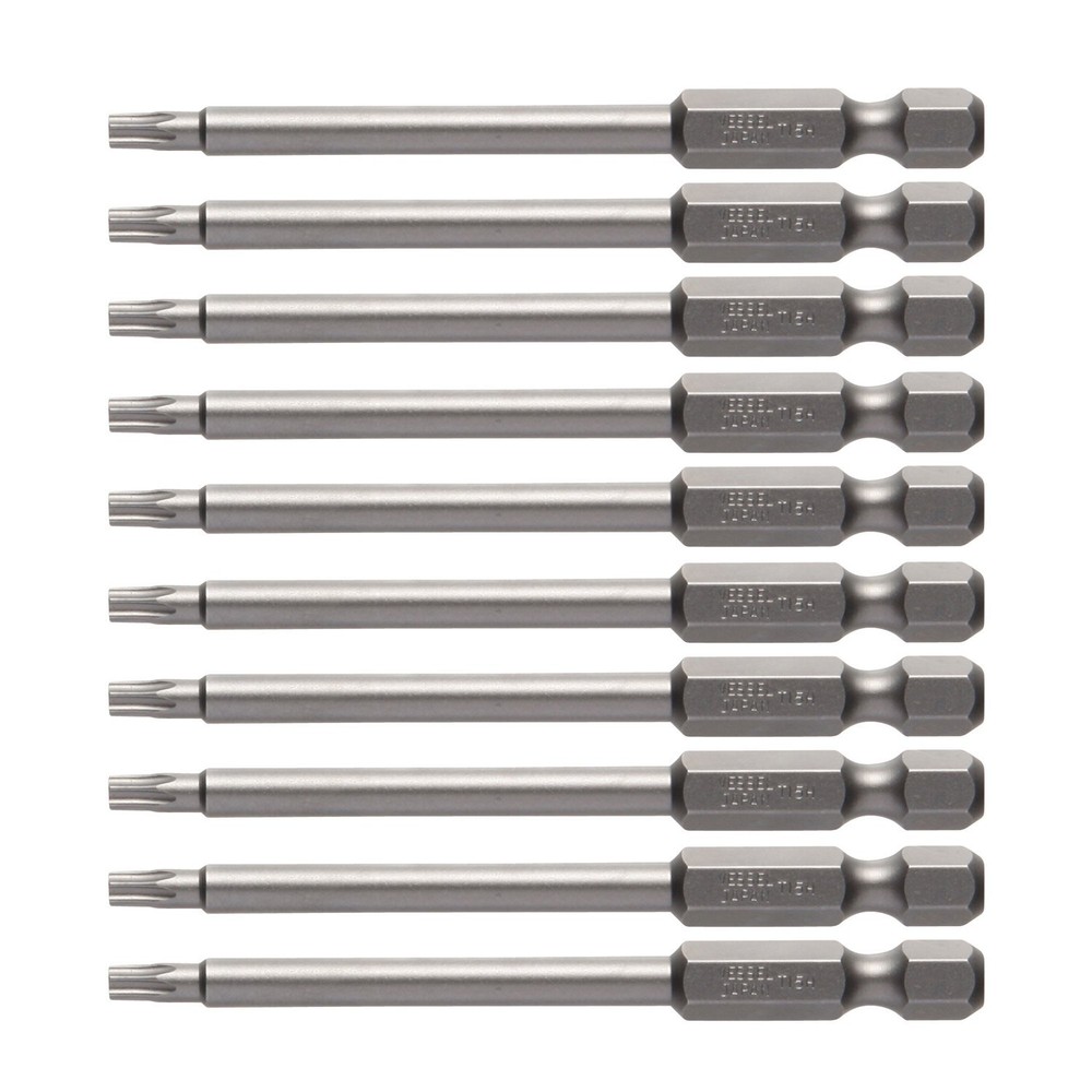 VESSEL Tamper-Proof T15H Torx Bit Set 75mm 10-Piece J ZP