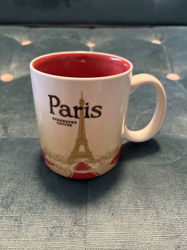 Starbucks Paris Christmas Mug 2010 Joyeux Noel Gold Eiffel Tower Design-image
