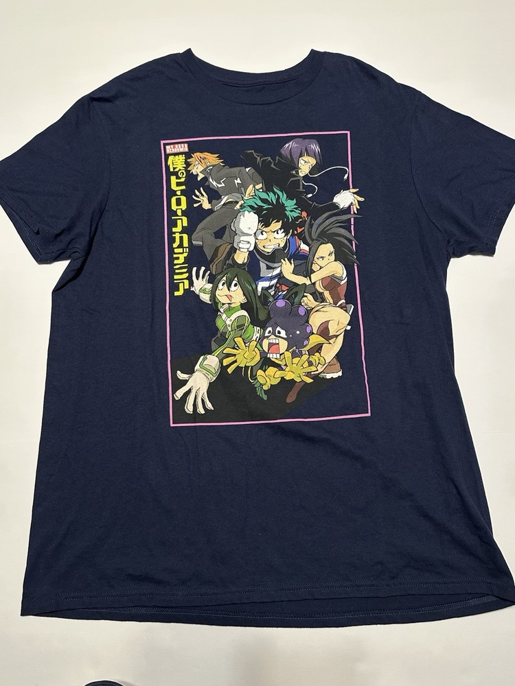 My Hero Academia Shirt Men's Large Anime Blue Cotton Graphic Tee
