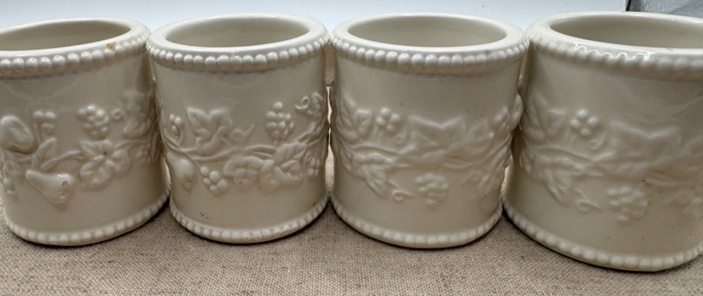 Napkin Rings Porcelain Ceramic White Fruit Martha Stewart Set of 4