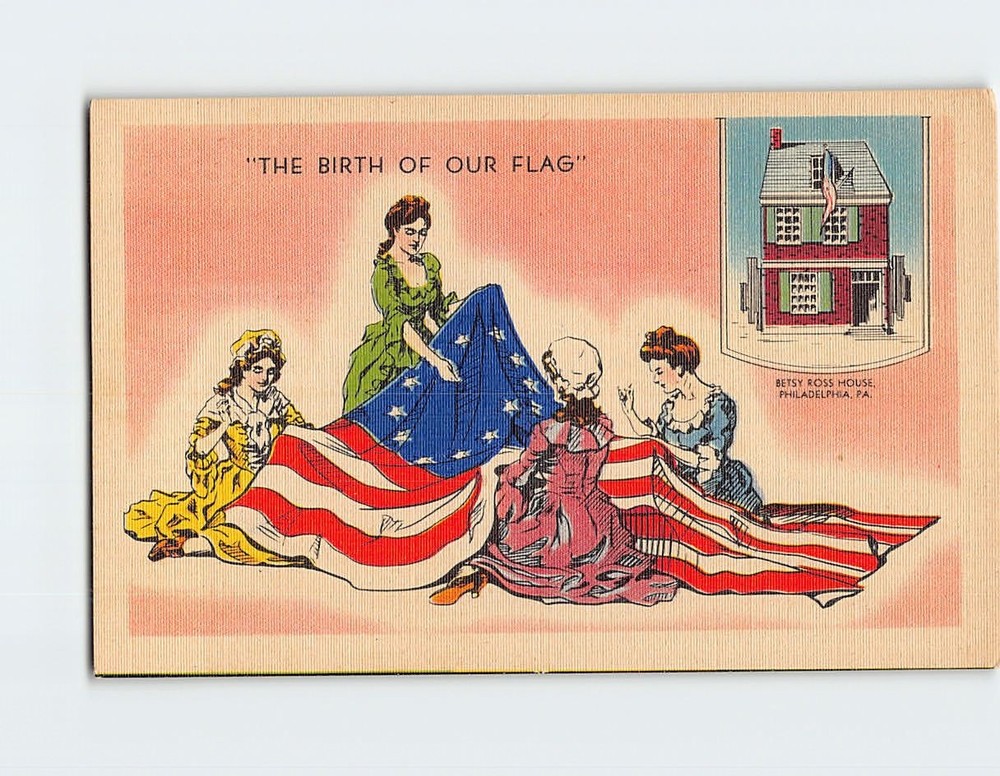 Postcard The Birth of our Flag Betsy Ross House Philadelphia Pennsylvania USA