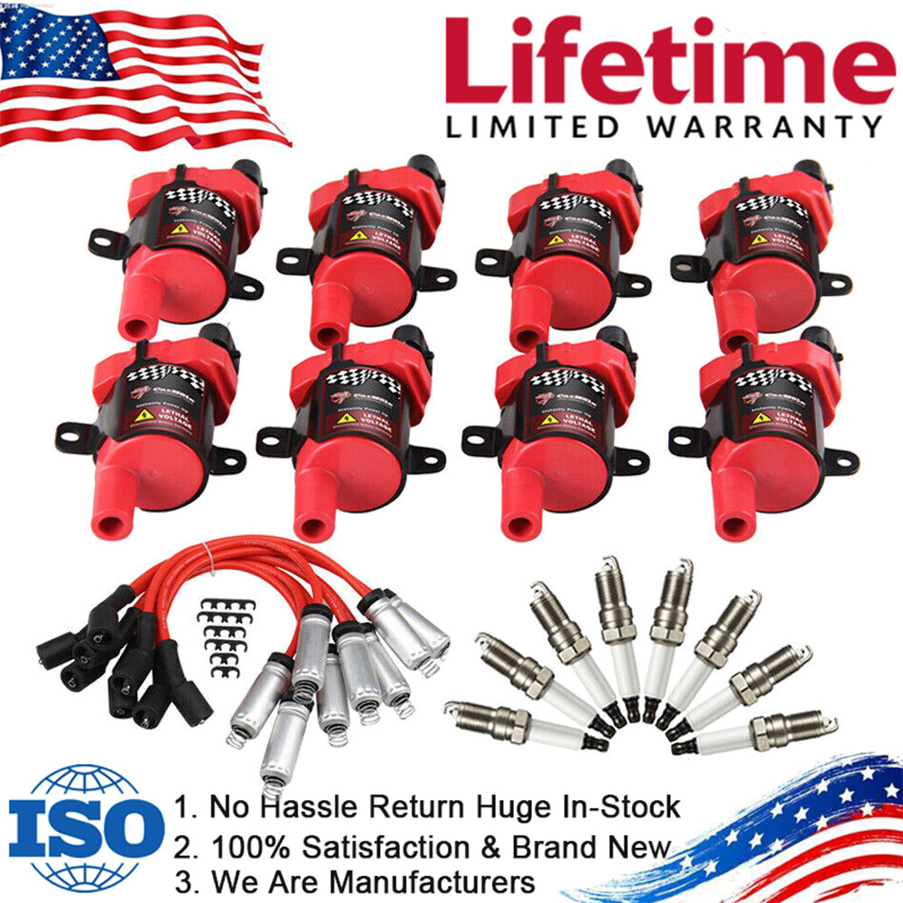 8XUF262 Ignition Coils & Spark Plugs & Wires Pack for Chevrolet GMC 4.8/5.3/6.0L
