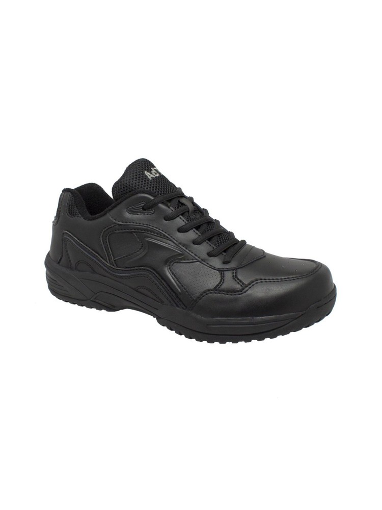 ADTEC Womens Black Round Toe Block Heel Leather Athletic Sneakers Shoes 9.5 M